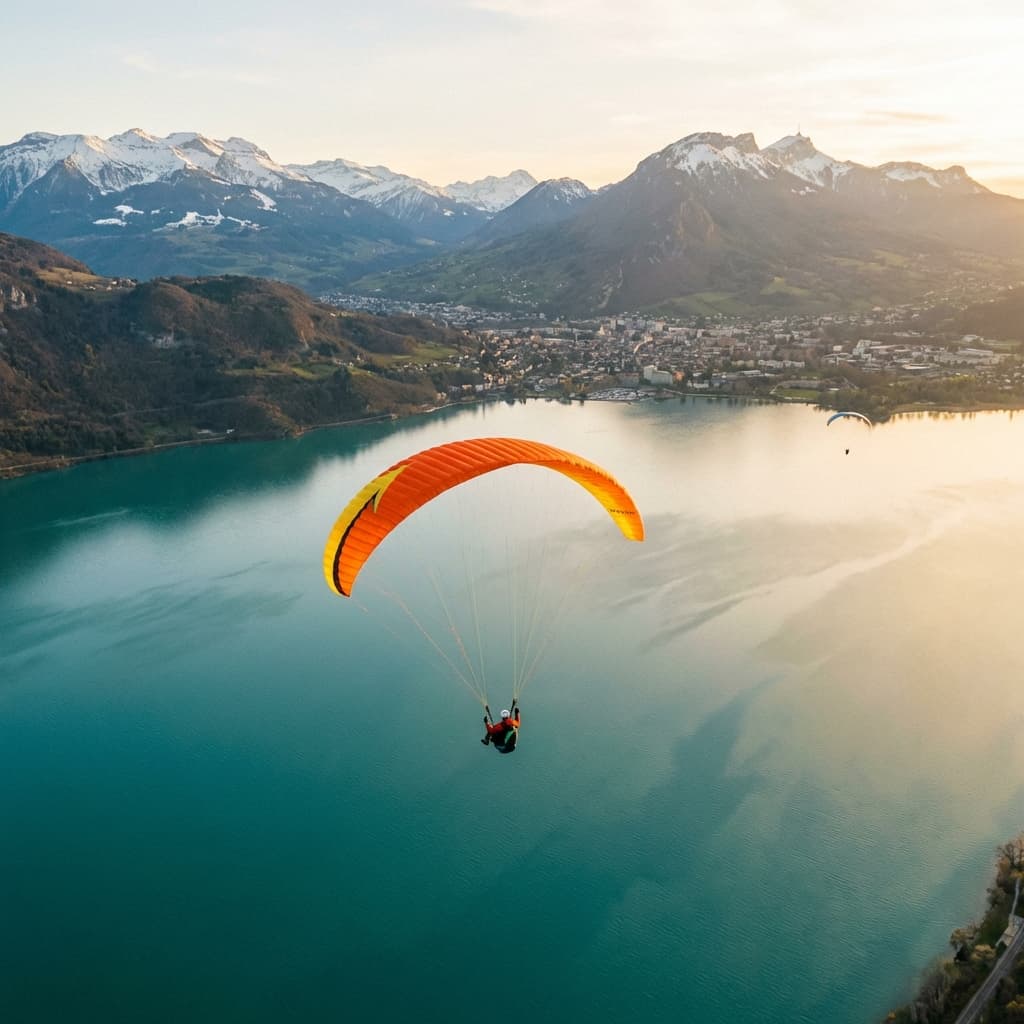 Parapente Aix-les-Bains : Saut au-dessus du Lac du Bourget