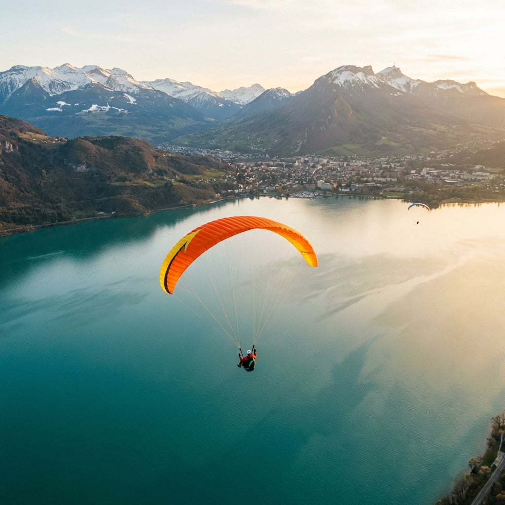 Parapente Aix-les-Bains : Saut au-dessus du Lac du Bourget